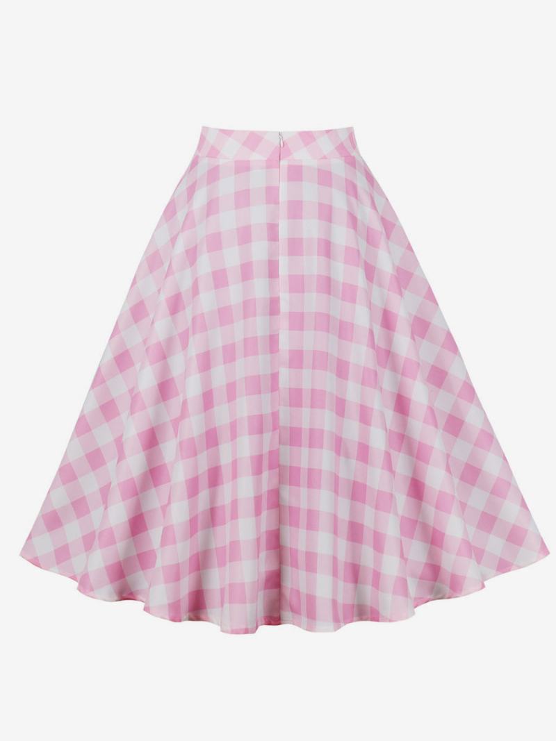 Barbie Pink Gingham Φούστα Καρό Γυναικείο Πάτο Με Μήκος Στη Μέση - Ροζ