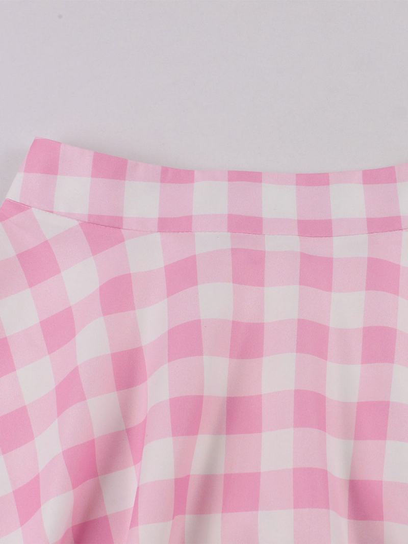 Barbie Pink Gingham Φούστα Καρό Γυναικείο Πάτο Με Μήκος Στη Μέση - Ροζ