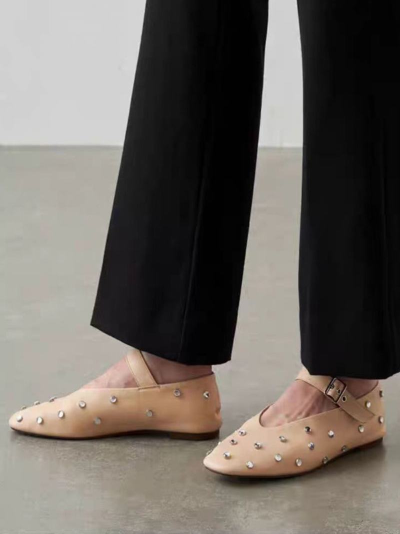 Black Ballerina Flats Γυναικεία Στρας Στρογγυλά Μπαλαράκια - Ανοιχτό Ανοιχτό Κίτρινο