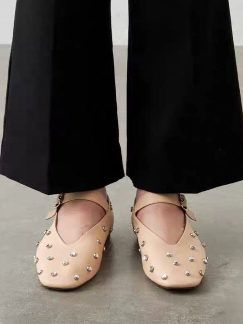 Black Ballerina Flats Γυναικεία Στρας Στρογγυλά Μπαλαράκια - Ανοιχτό Ανοιχτό Κίτρινο