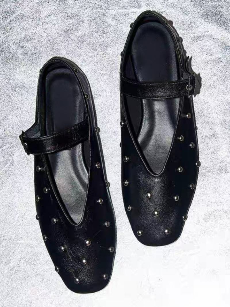 Black Ballerina Flats Γυναικεία Στρας Στρογγυλά Μπαλαράκια - Μαύρο