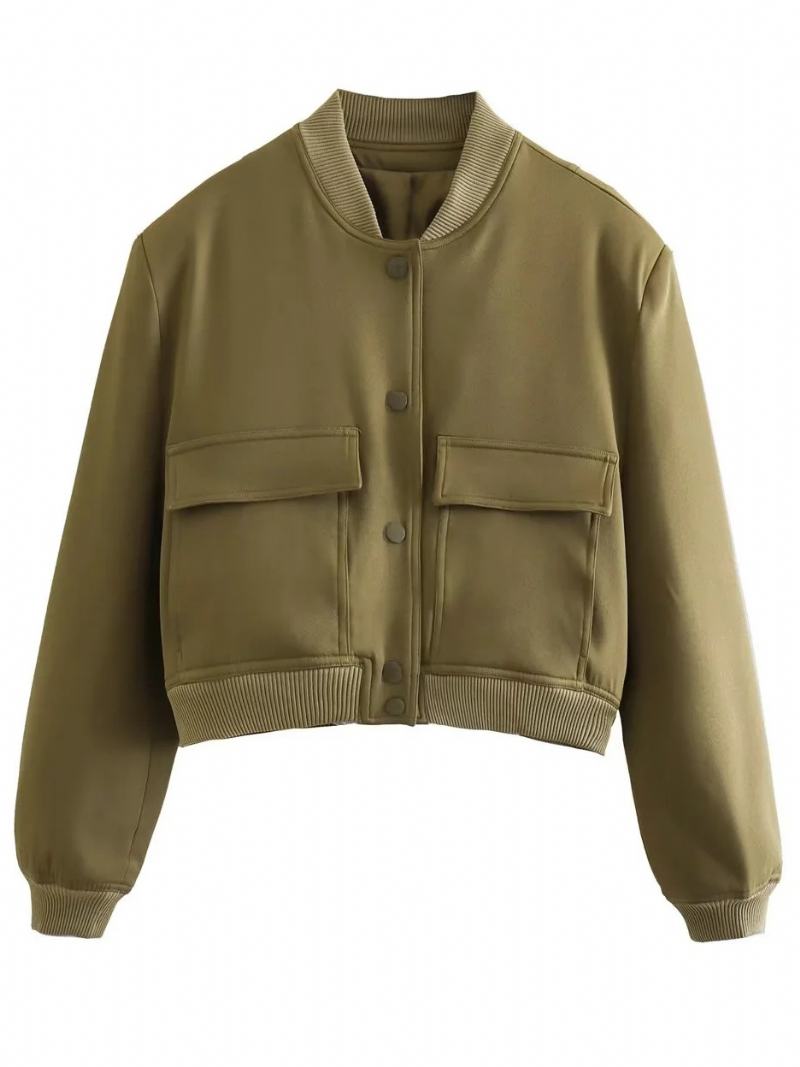 Bomber Jacket Casual Street Wear Varsity Για Γυναίκες - Hunter Green