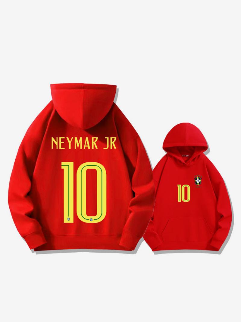 Brazil Training Hoodie Neymar Number 10 Ανδρικό Τοπ - Κόκκινο