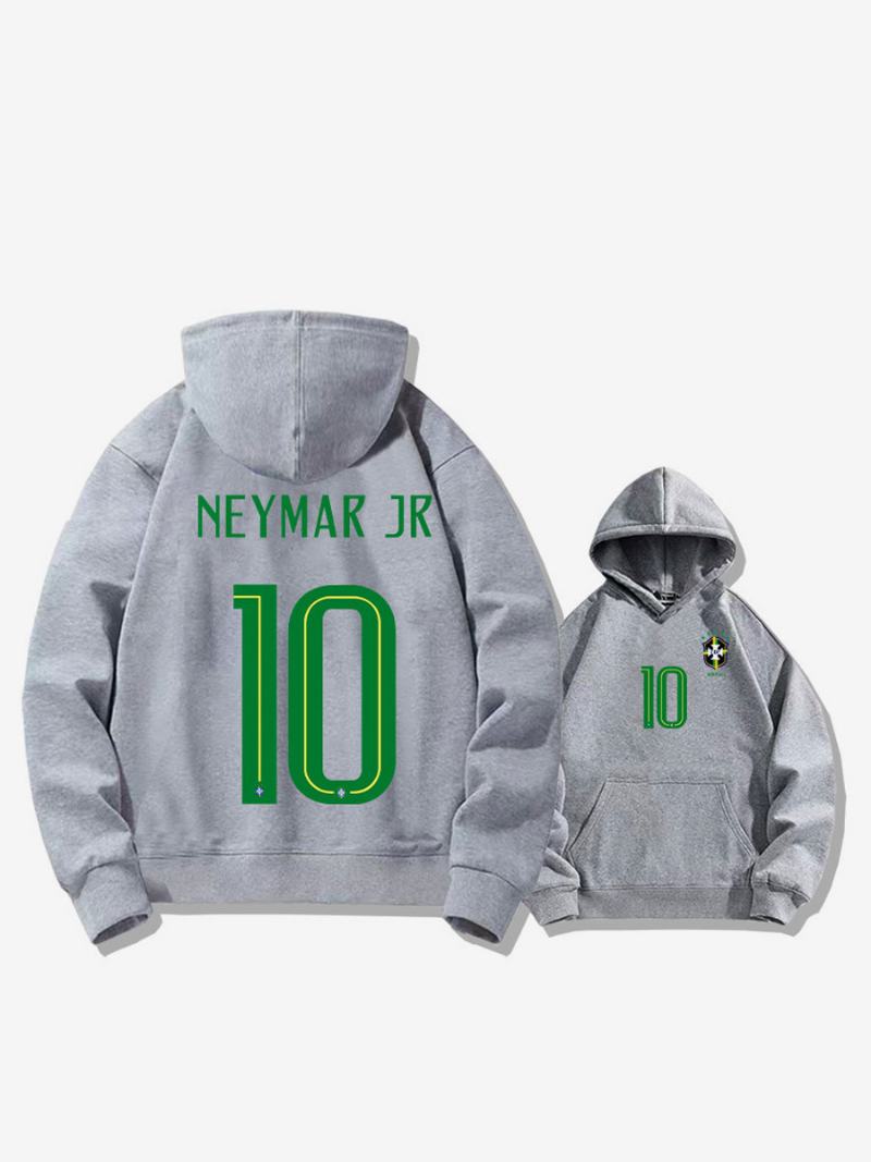 Brazil Training Hoodie Neymar Number 10 Ανδρικό Τοπ - Ανοικτό Γκρι