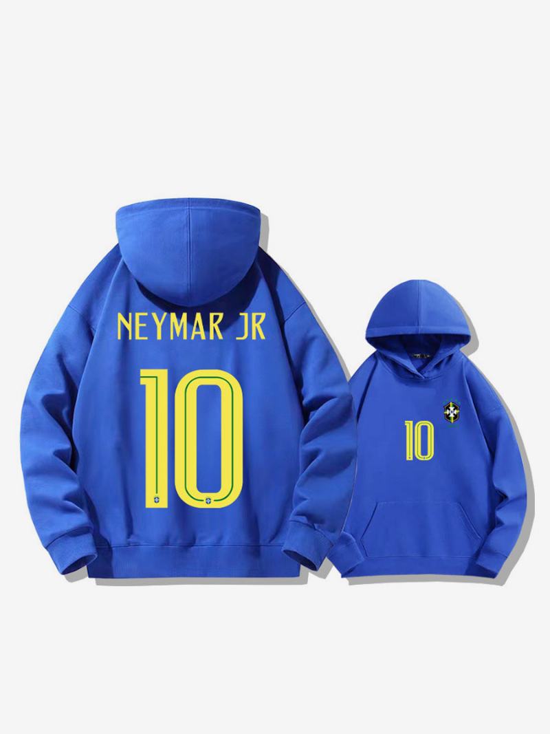 Brazil Training Hoodie Neymar Number 10 Ανδρικό Τοπ - Μπλε