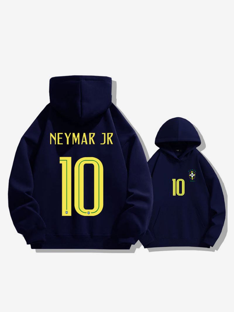 Brazil Training Hoodie Neymar Number 10 Ανδρικό Τοπ - Βαθύ Μπλε