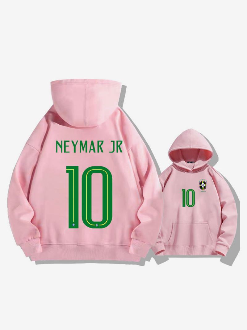 Brazil Training Hoodie Neymar Number 10 Ανδρικό Τοπ - Ροζ