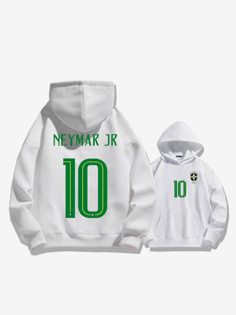 Brazil Training Hoodie Neymar Number 10 Ανδρικό Τοπ - Λευκό