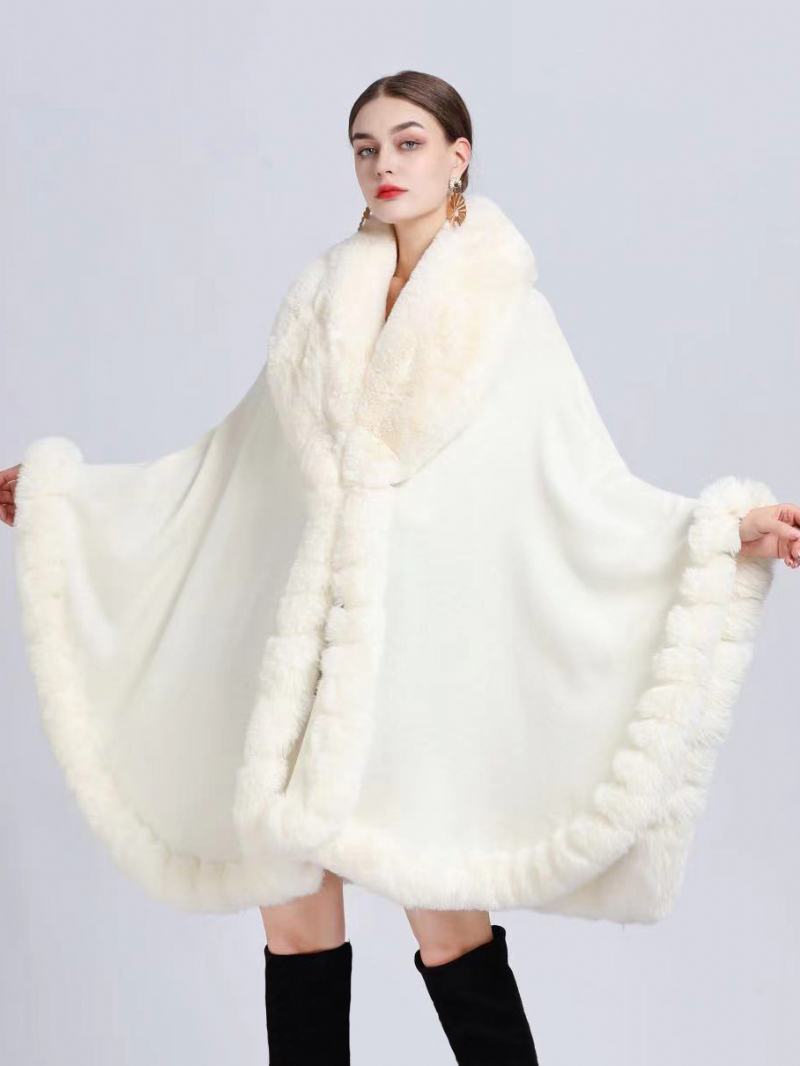 Cloak Cape Faux Fur Bride Wraps Poncho Coat Για Γυναίκες