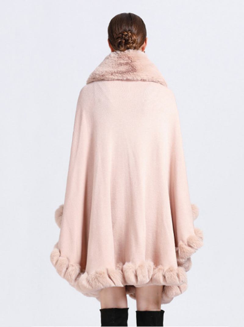 Cloak Cape Faux Fur Bride Wraps Poncho Coat Για Γυναίκες - Ροζ