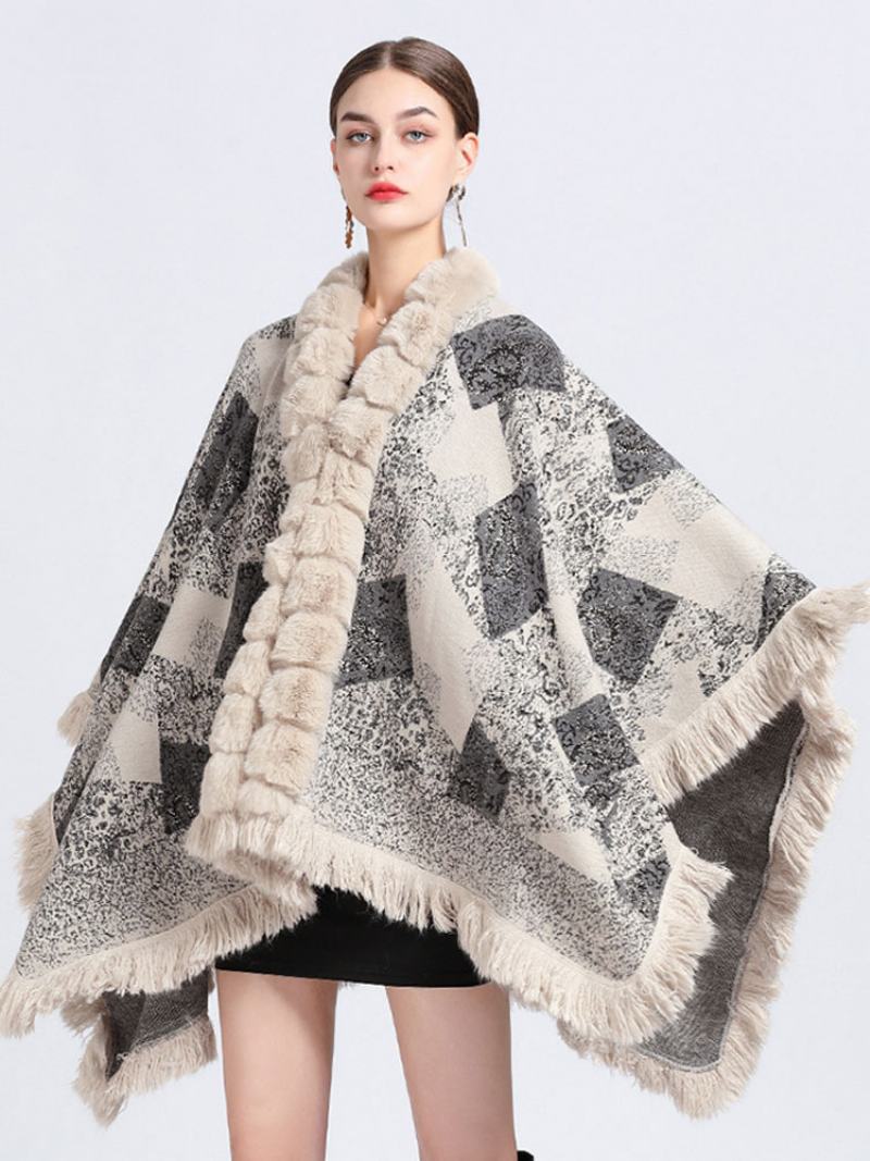 Cloak Cape Faux Fur Wraps Shawl Spring Poncho Coat Για Γυναίκες