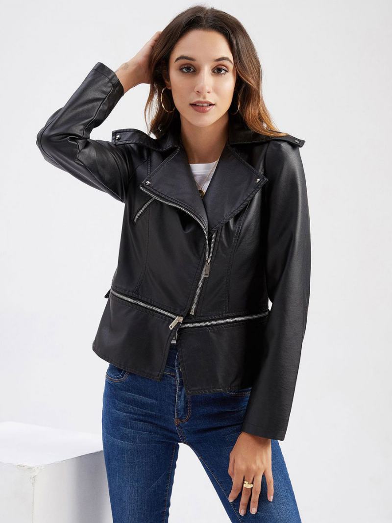 Faux Leather Moto Jacket Light Βερίκοκο Pu Αποσπώμενο Στρίφωμα Πέτο Με Φερμουάρ Άνοιξη Φθινοπωρινό Field Biker Εξωτερικά Ρούχα Για Γυναίκες