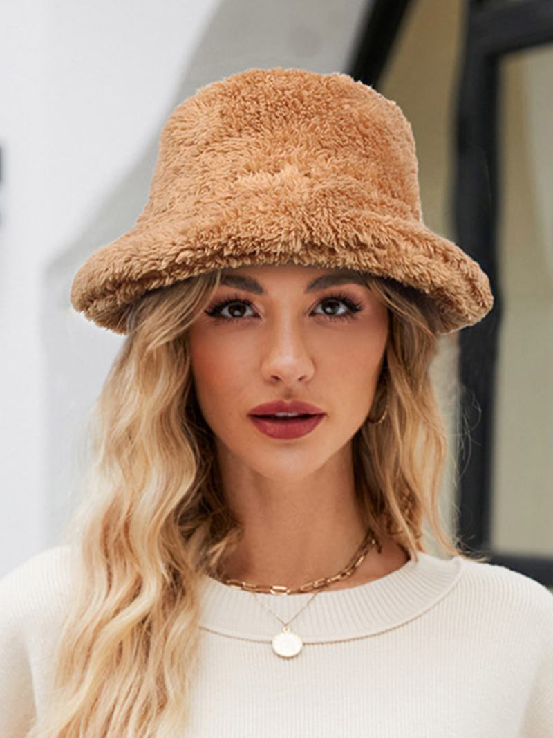 Fisherman Hats Faux Fur Μονόχρωμο Φθινοπωρινό Χειμώνα Γυναικείο Καπέλο