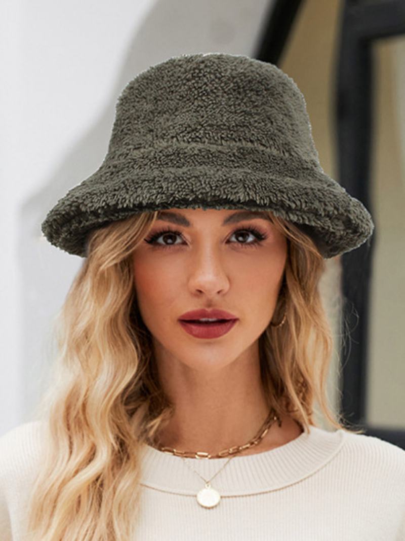 Fisherman Hats Faux Fur Μονόχρωμο Φθινοπωρινό Χειμώνα Γυναικείο Καπέλο - Hunter Green