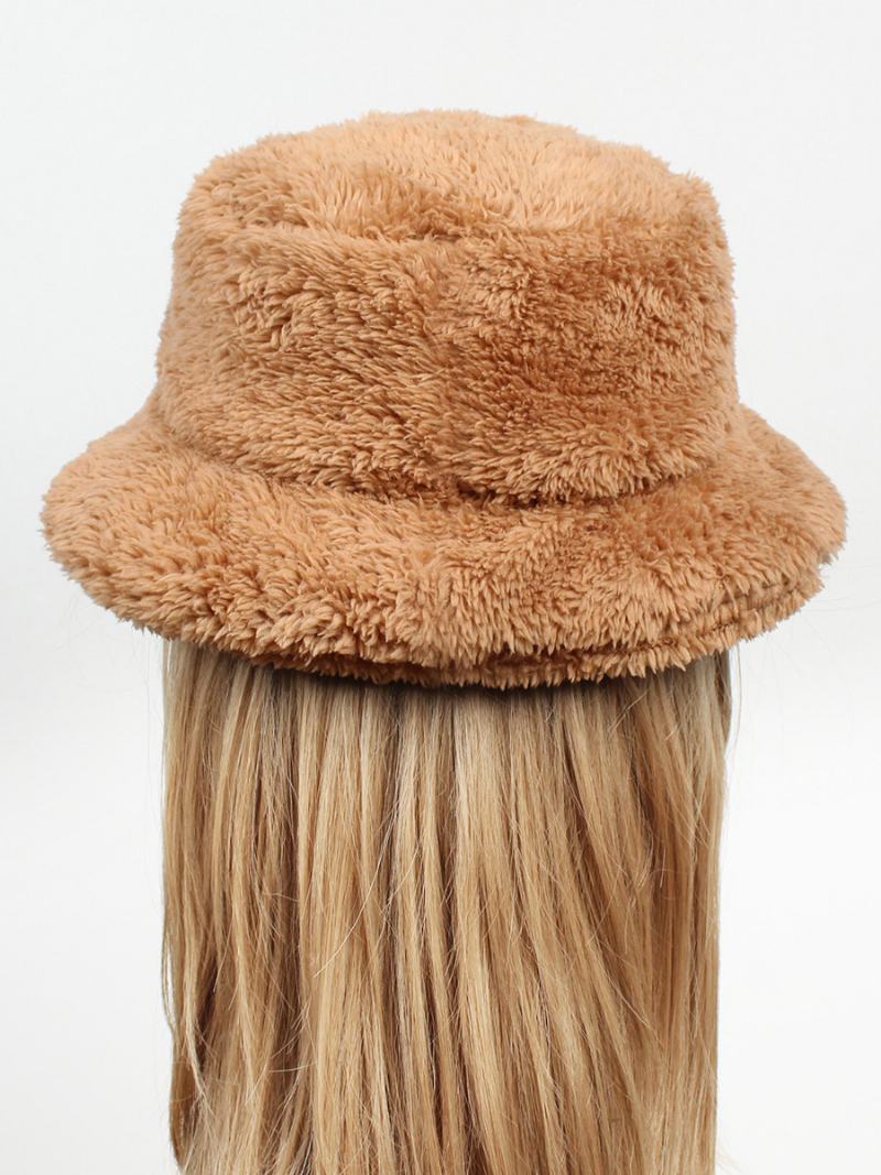 Fisherman Hats Faux Fur Μονόχρωμο Φθινοπωρινό Χειμώνα Γυναικείο Καπέλο - Camel