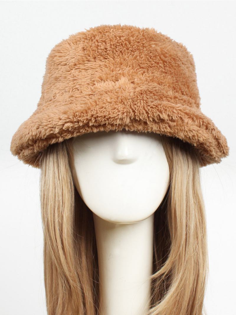 Fisherman Hats Faux Fur Μονόχρωμο Φθινοπωρινό Χειμώνα Γυναικείο Καπέλο - Camel