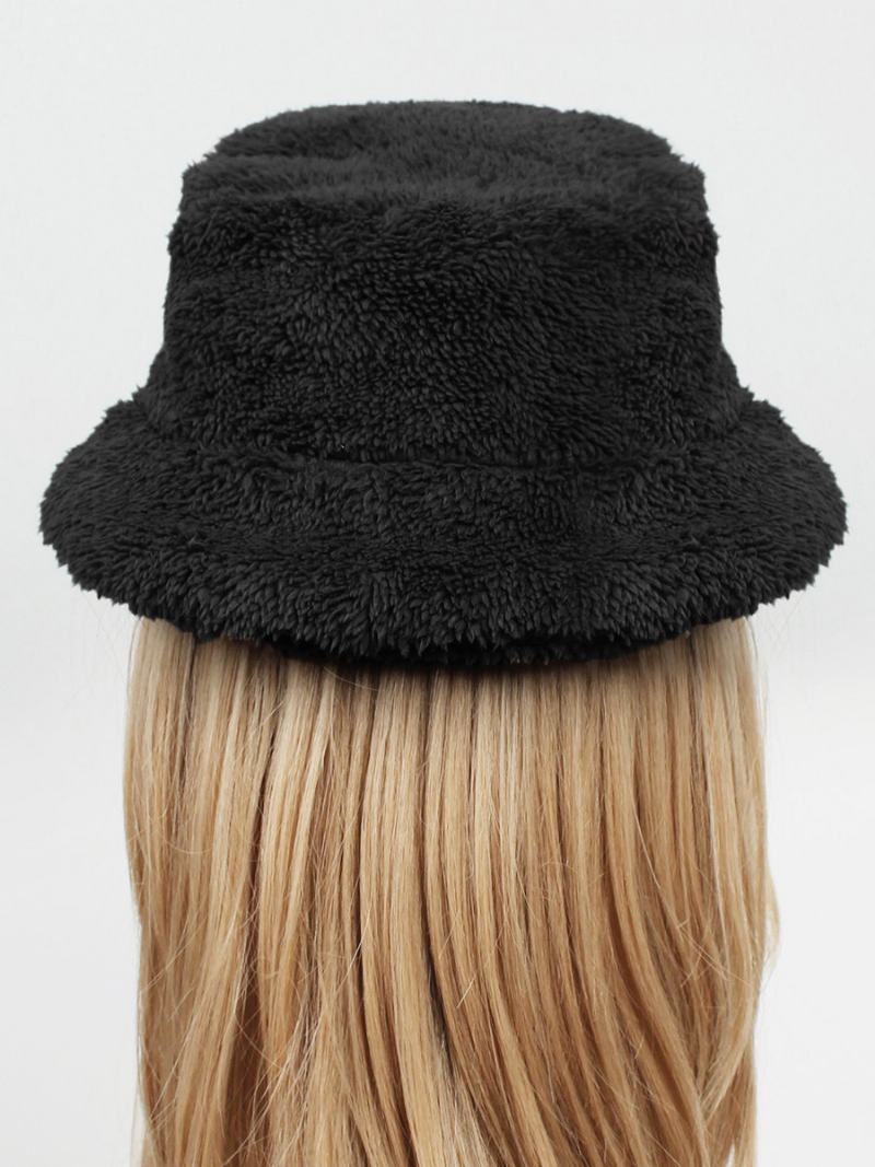 Fisherman Hats Faux Fur Μονόχρωμο Φθινοπωρινό Χειμώνα Γυναικείο Καπέλο - Μαύρο