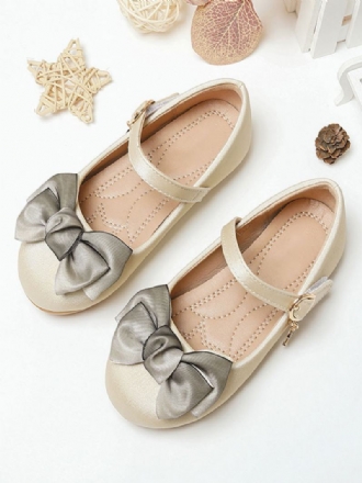 Flower Παπούτσια Για Κορίτσια Apricot Pu Leather Bows Πάρτι For Kids