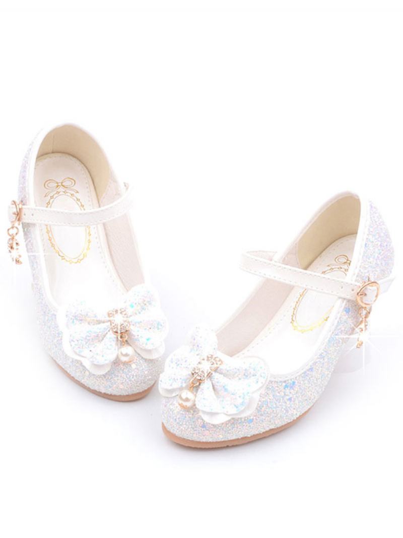 Flower Παπούτσια Για Κορίτσια Glitter Mary Jane Flats - Λευκό