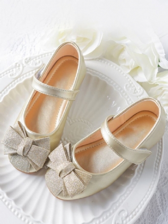 Flower Παπούτσια Για Κορίτσια Gold Pu Leather Bows Πάρτι For Kids