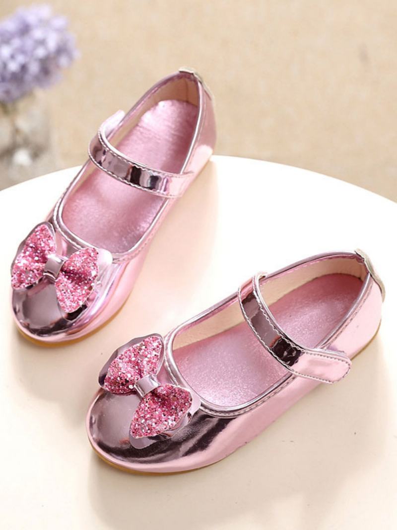 Flower Παπούτσια Για Κορίτσια Pink Pu Leather Bows Πάρτι For Kids