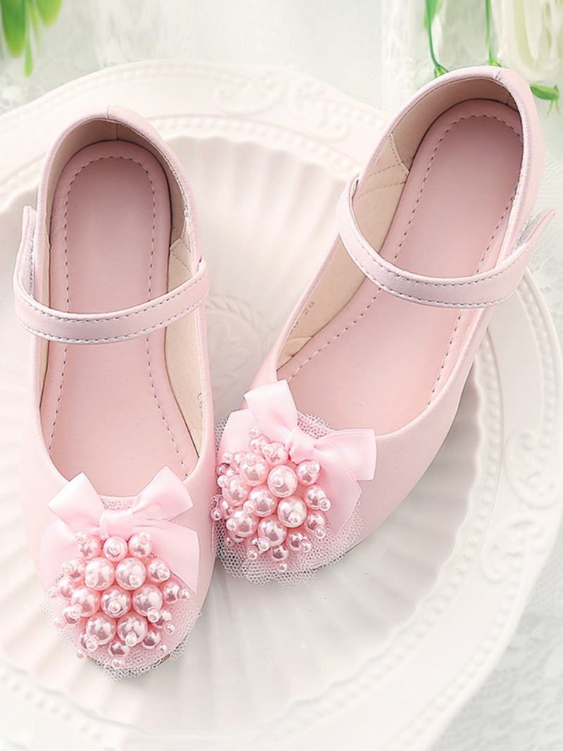 Flower Παπούτσια Για Κορίτσια Pink Pu Leather Bows Πάρτι For Kids