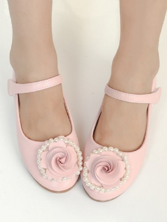 Flower Παπούτσια Για Κορίτσια Pink Pu Leather Flowers Πάρτι For Kids