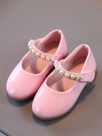 Flower Παπούτσια Για Κορίτσια Pink Pu Leather Pearls Πάρτι For Kids