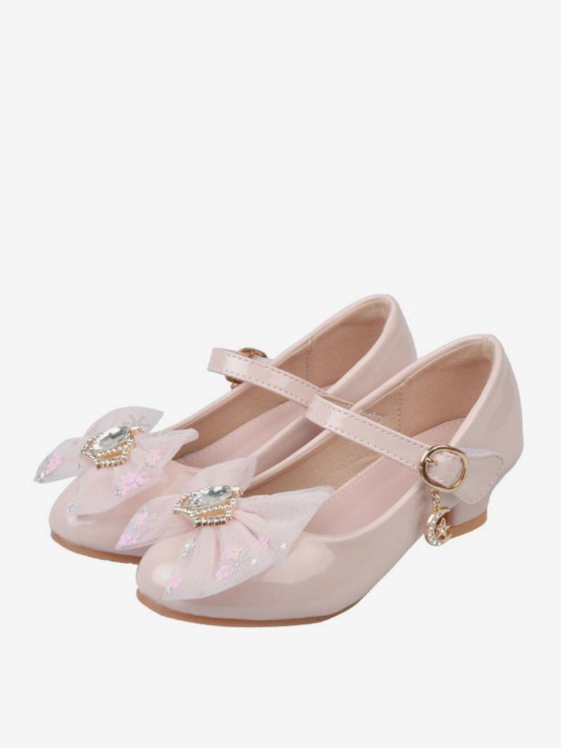 Flower Παπούτσια Για Κορίτσια Pink Pu Leather Rhinestones Πάρτι For Kids