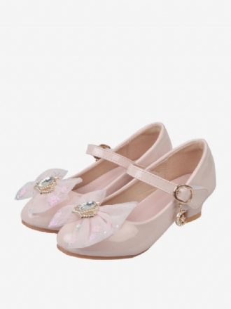 Flower Παπούτσια Για Κορίτσια Pink Pu Leather Rhinestones Πάρτι For Kids