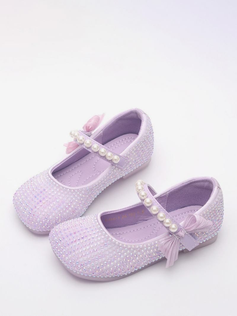 Flower Παπούτσια Για Κορίτσια Purple Pu Leather Bows Πάρτι For Kids