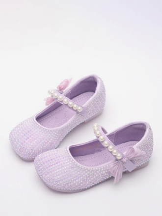 Flower Παπούτσια Για Κορίτσια Purple Pu Leather Bows Πάρτι For Kids