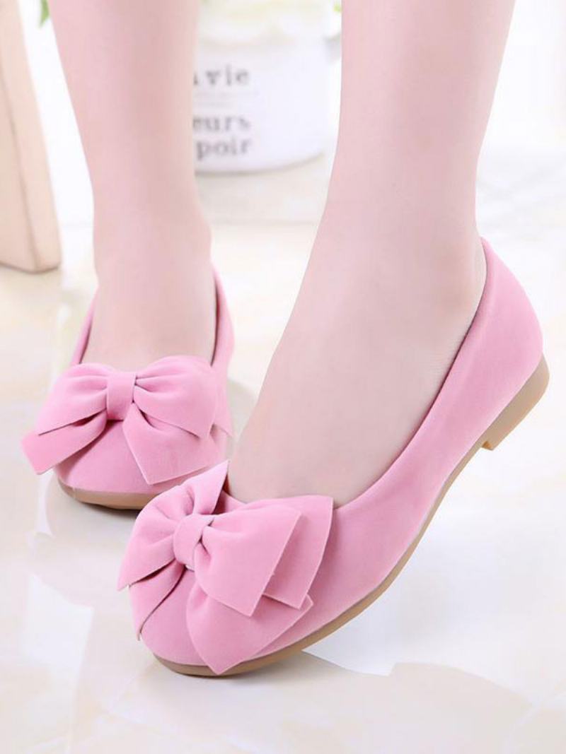 Flower Παπούτσια Για Κορίτσια Rose Suede Leather Bows Πάρτι For Kids - Ροζ