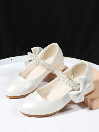 Flower Παπούτσια Για Κορίτσια Warm White Pu Leather Bows Πάρτι For Kids