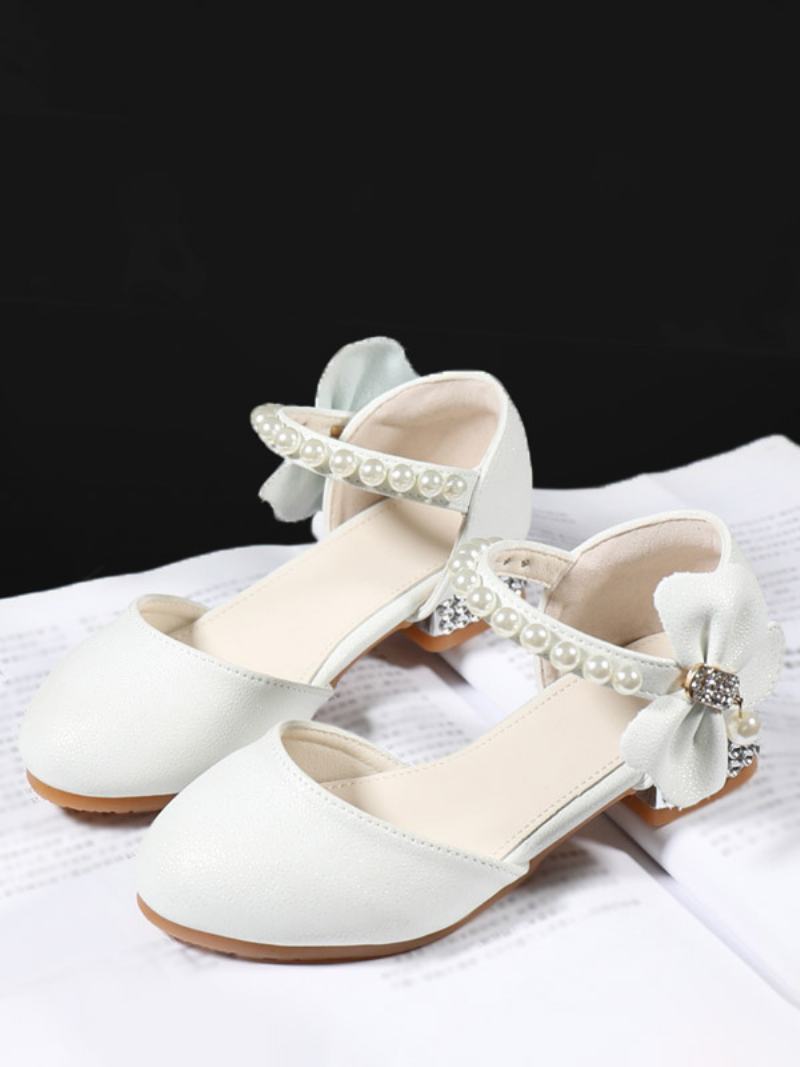 Flower Παπούτσια Για Κορίτσια White Suede Leather Bows Πάρτι For Kids