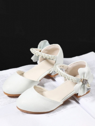 Flower Παπούτσια Για Κορίτσια White Suede Leather Bows Πάρτι For Kids