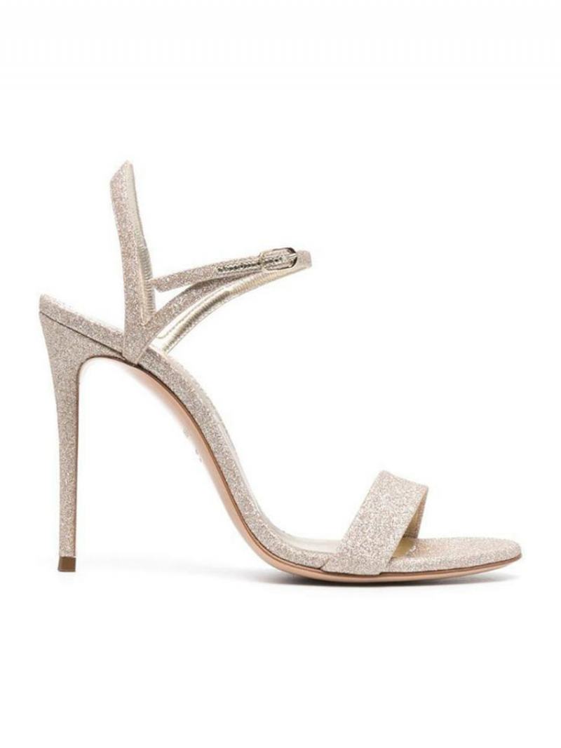 High Heel Sandals Champagne Glitter Παπούτσια Prom Γυναικεία Για Πάρτι Με Τακούνι Stiletto - Σαμπάνια