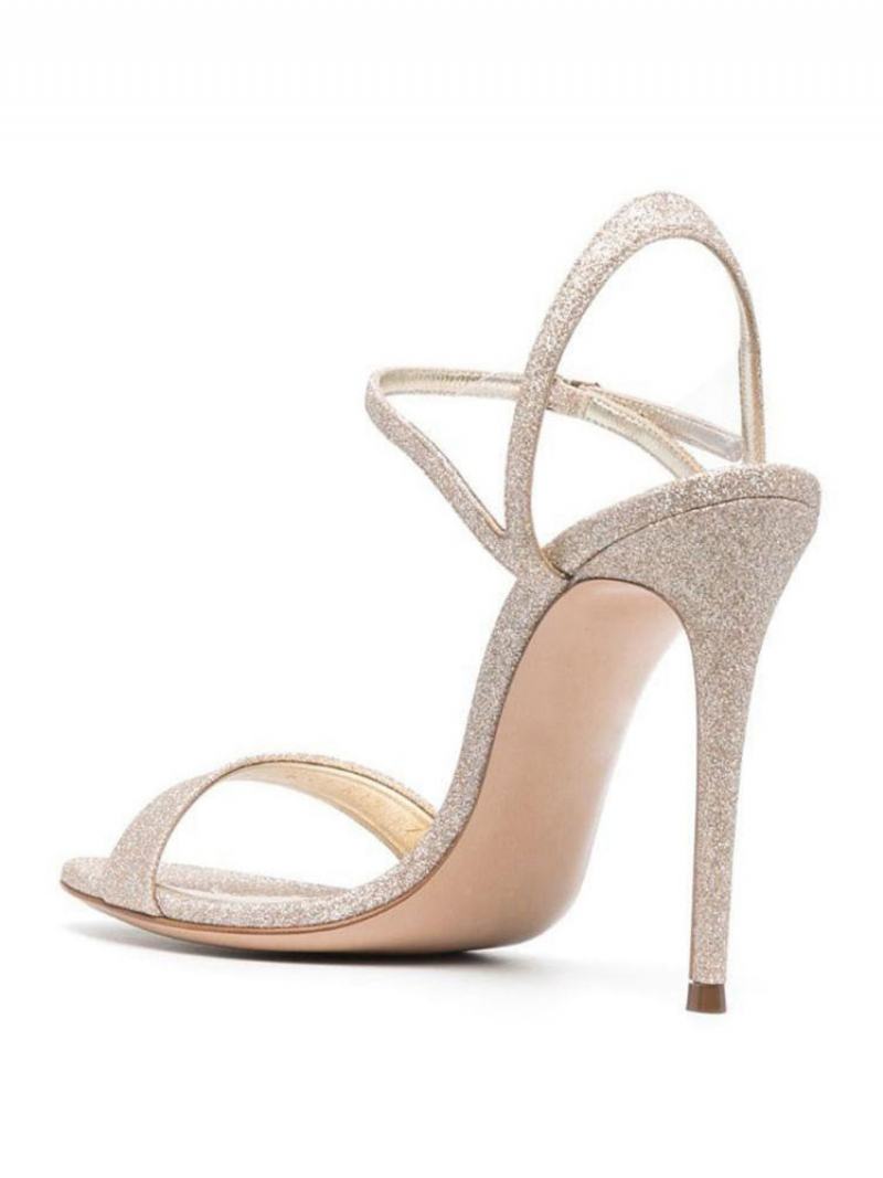 High Heel Sandals Champagne Glitter Παπούτσια Prom Γυναικεία Για Πάρτι Με Τακούνι Stiletto - Σαμπάνια