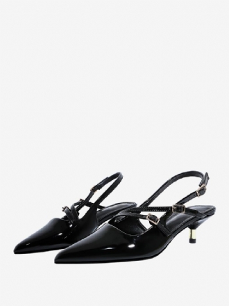 Kitten Heek Pumps Μαύρες Γόβες Με Μυτερά Δάχτυλα Slingback Για Γυναίκες