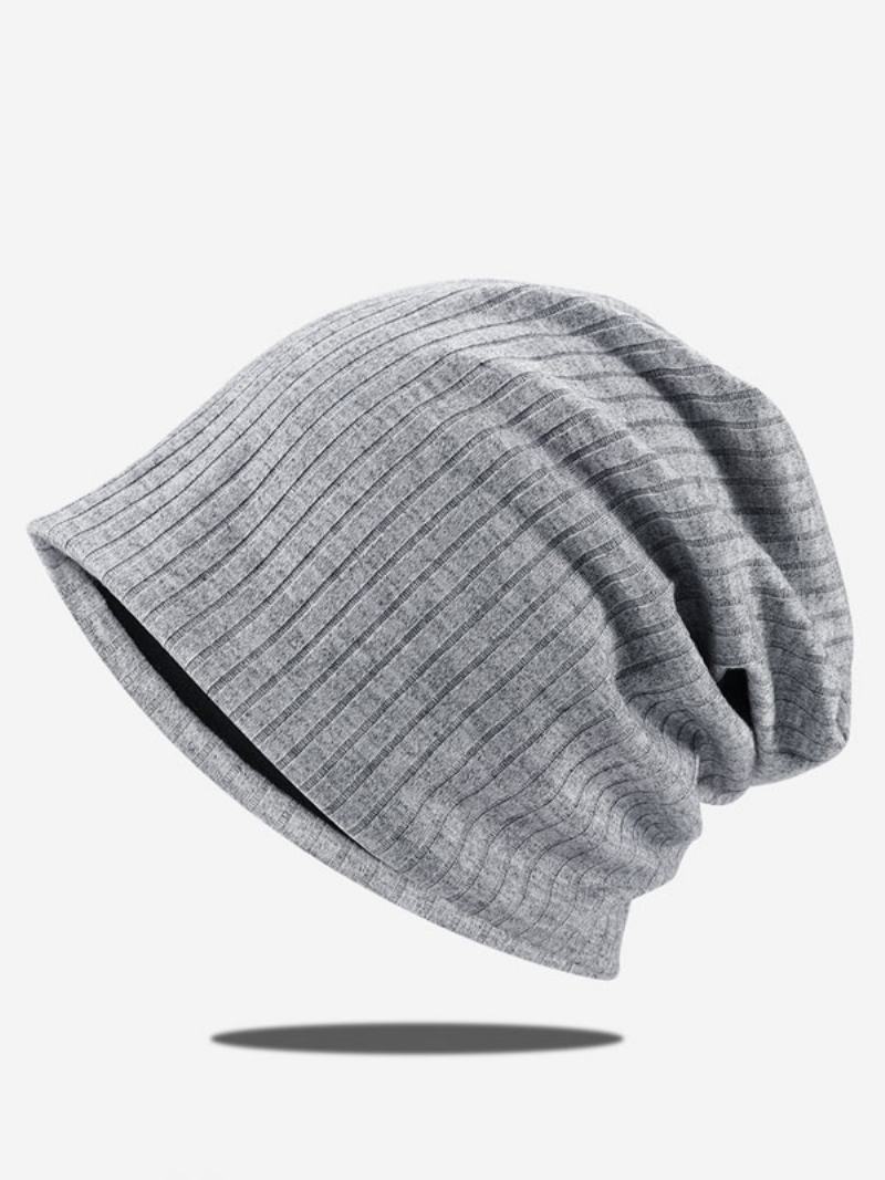 Knitted Cap Grooves Γυναικεία Καπέλα Για Φθινόπωρο Χειμώνα - Γκρι