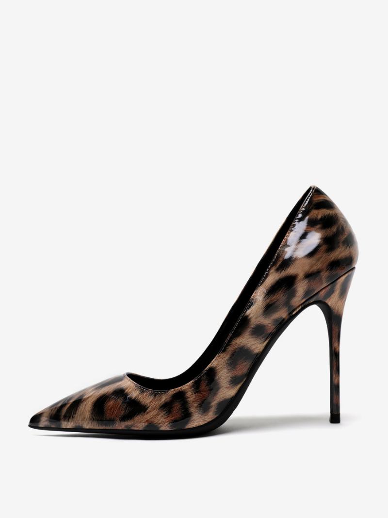 Leopard High Heel Pumps Μυτερές Γόβες Στιλέτο Για Γυναίκες - Καφέ Καφέ