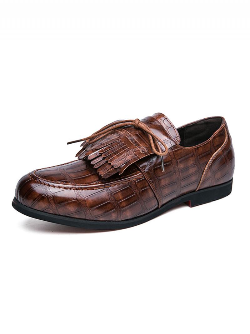 Loafer Prom Party Γαμήλια Παπούτσια For Pu Δερμάτινη Αγκράφα Loafers Με Χαμηλά Μπλουζάκια - Καφέ Καφέ