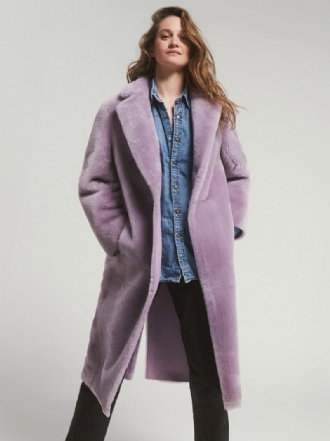 Longline Teddy Coat Με Οδοντωτές Τσέπες Κεκλιμένο Πέτο Εξωτερικά Ρούχα Για Γυναίκες