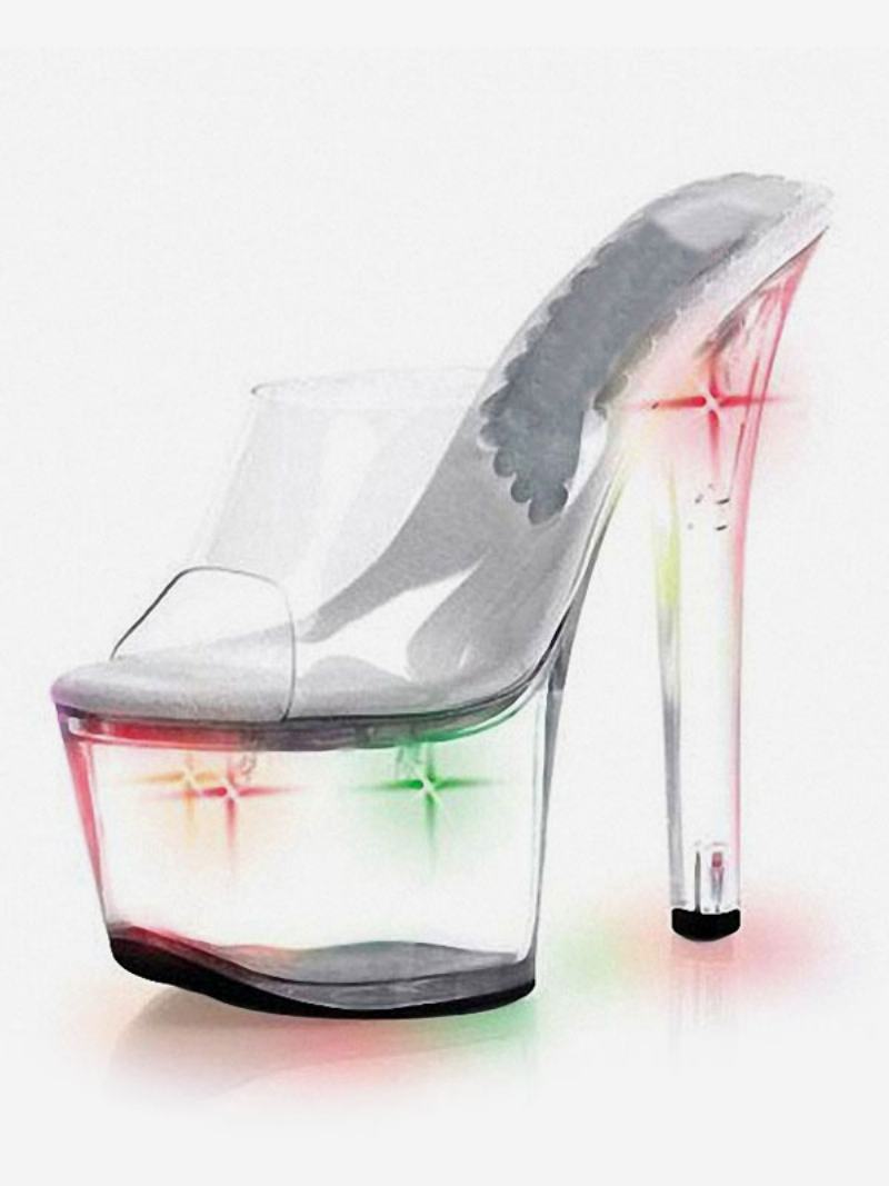 Pole Dance Παπούτσια Γυναικεία Led Clear Exotic Mule Heels Stripper - Ombre