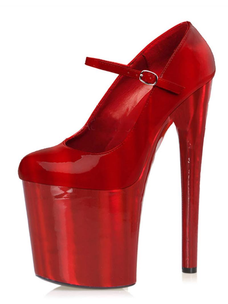 Pole Dance Παπούτσια Γυναικεία Σέξι Mary Jane Exotic Heels Πλατφόρμα Stripper Heel Pumps - Βουργουνδία