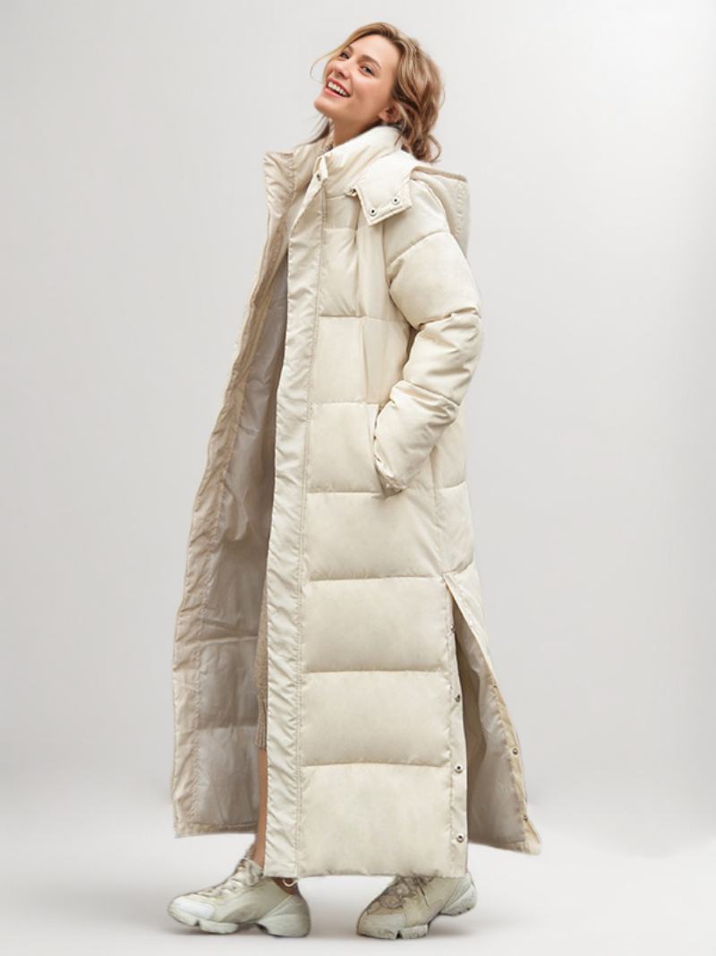 Puffer Coats Εκρού Λευκό Χειμερινά Μακριά Πανωφόρια Γυναικεία