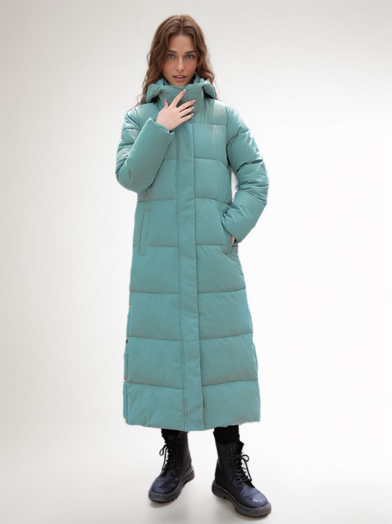 Puffer Coats Εκρού Λευκό Χειμερινά Μακριά Πανωφόρια Γυναικεία - Πράσινο