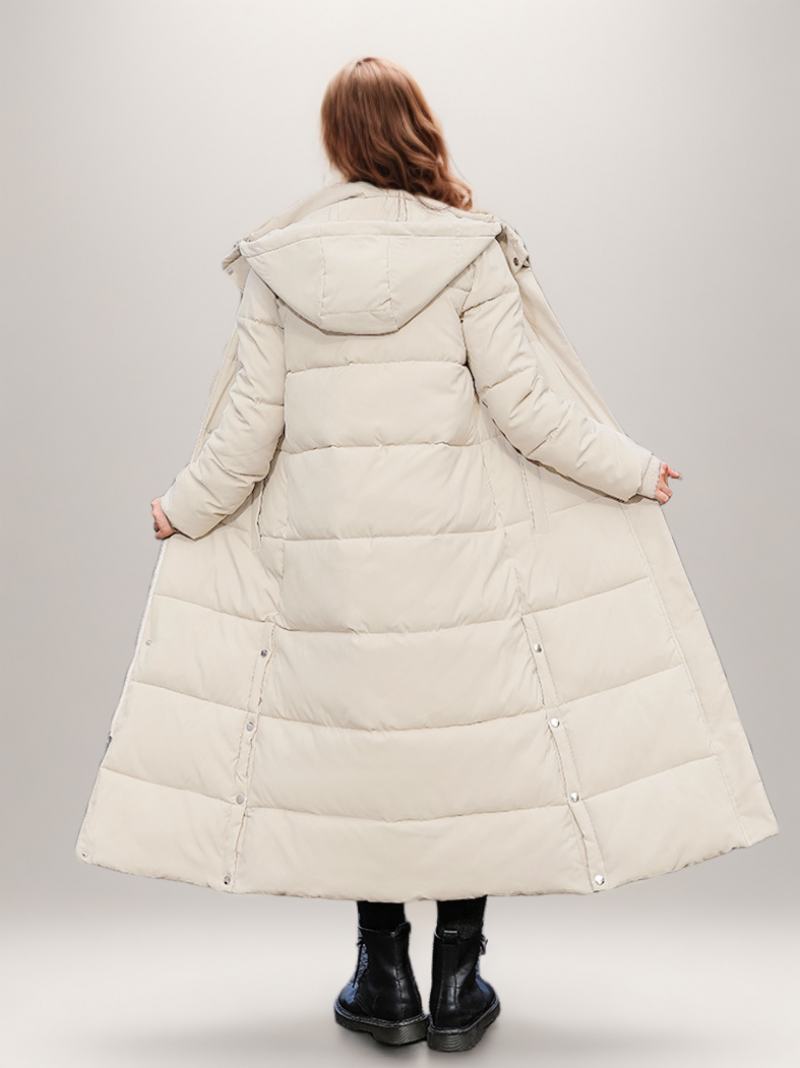 Puffer Coats Εκρού Λευκό Χειμερινά Μακριά Πανωφόρια Γυναικεία - Μπεζ