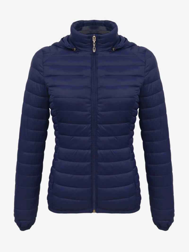 Puffer Coats Ροζ Με Κουκούλα Βαμβακερά Χειμερινά Ζεστά Πανωφόρια Για Γυναίκες - Σκούρο Ναυτικό