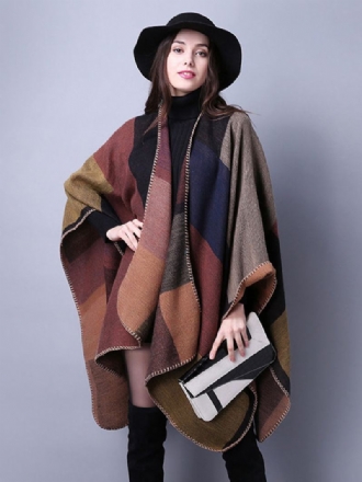 Shawl Wrap Καρό Bohemian Print Cardigan Cape Για Γυναίκες